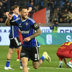 L'esultanza di Marin dopo il gol del 2-2 Marin esulta